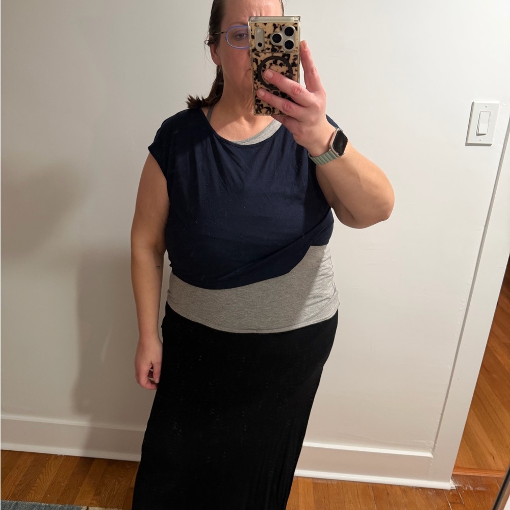 Anthropologie Colorblock Maxi Dress in Navy, Gray, and Black Stacy Chang in L